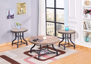 GTU Furniture Occassional Modern, Sophisticated, Industrial Glam, 3-Piece Round Accent Table Set with 1 Coffee Table, and 2 End Tables in a Brilliant Black Wood Finish, Mesitas para Sala