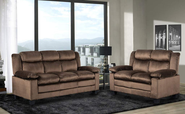 GTU Furniture Chocolate/Grey Sofa & Loveseat Set
