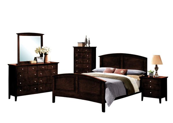 GTU Furniture 5Pc Queen Wood Panel Configurable Bedroom Set (Bed + Night Stand + Mirror + Dresser + Chest, Queen)