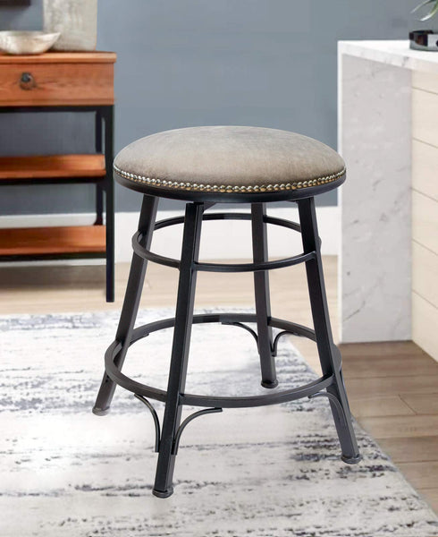 GTU Furniture Banco Bali Backless Gris Gun Metal Swivel Bar Stool/Counter Stool