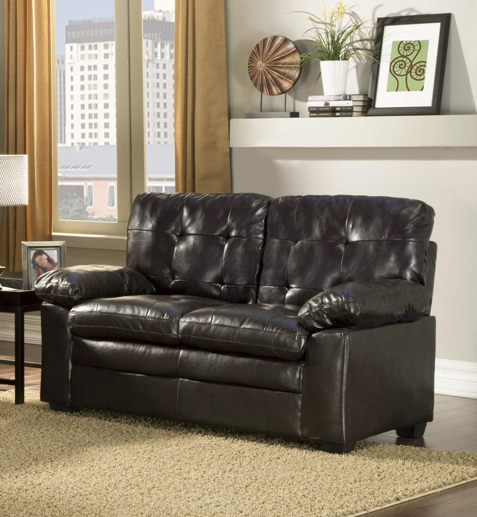 GTU Furniture Black Pu Leather Loveseat