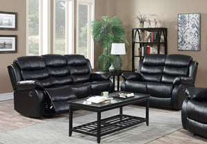 GTU Furniture Black Leather Reclining Sofa & Loveseat Set