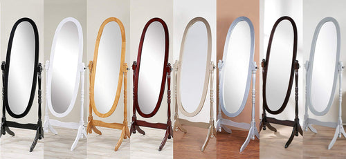 GTU Furniture Swivel Adjustable Full-Length Oval Wood Cheval Floor Mirror, in White/Black/Cherry/Oak/Silver/Gold/Espresso/Grey Finish