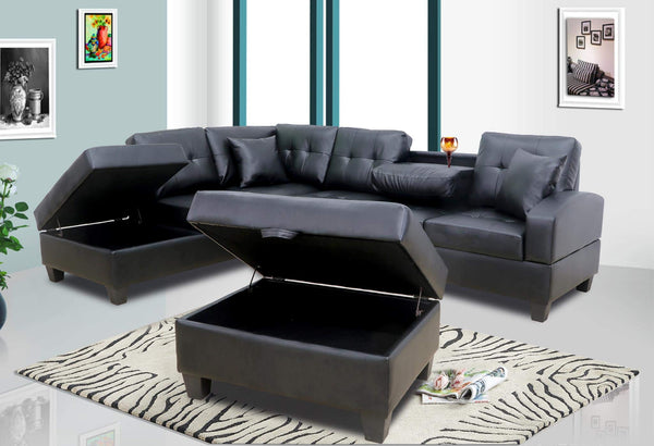 GTU Furniture Pu Leather Living Room Sectional Sofa Set in Black/White/Brown/Grey/Red
