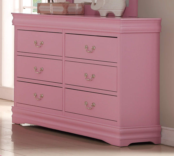 GTU Furniture Classic Louis Philippe Styling Pink Kids Twin/Full/Queen/King Bedroom Set