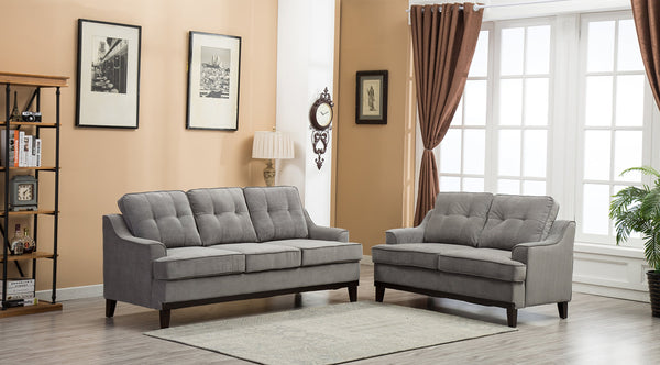 GTU Furniture Grey Microfiber Sofa and Loveseat Living Room Set