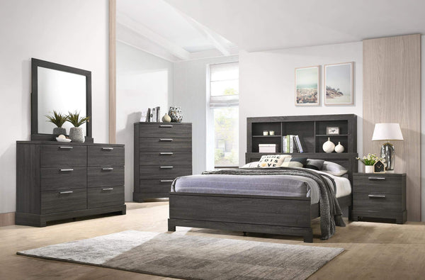 GTU Furniture Contemporary Bookcase headboard Bedroom Set (Grey)