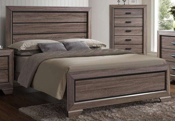 GTU Furniture Lyndon Pc Weathered Dark Brown Panel Bedroom Set