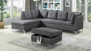GTU Furniture Contemporary Sectional Sofa Set in Grey