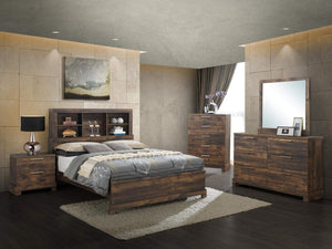 GTU Furniture Contemporary Bookcase headboard Bedroom Set (Brown)