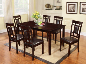 GTU Furniture 7Pc Wooden Dark Cappuccino Dinette Set with Leather Cushion