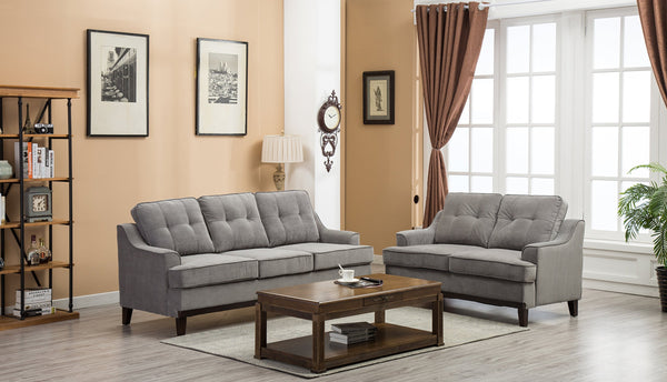 GTU Furniture Grey Microfiber Sofa and Loveseat Living Room Set