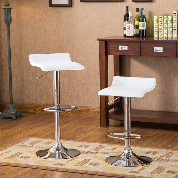 GTU Furniture Set of 2 Contemporary Faux Leather Adjustable Height Barstool with Chrome Base