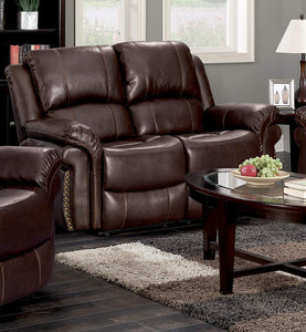 GTU Furniture Brown Leather Reclining Loveseat