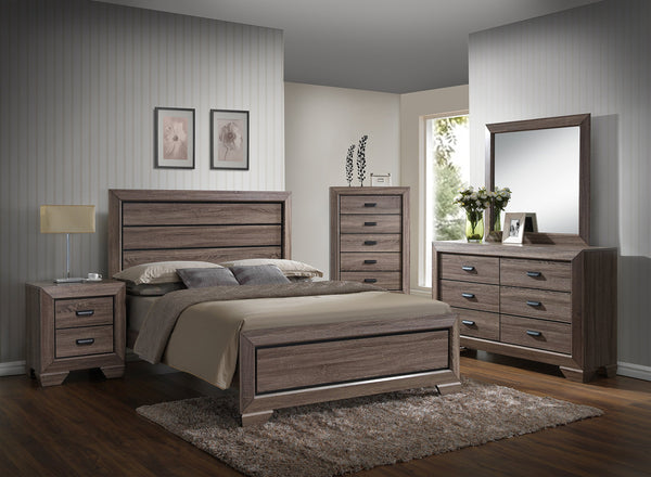 GTU Furniture Lyndon Pc Weathered Dark Brown Panel Bedroom Set