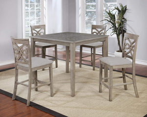 GTU Furniture Beautiful 5PC Wood Square High Dining Table Set in Grey